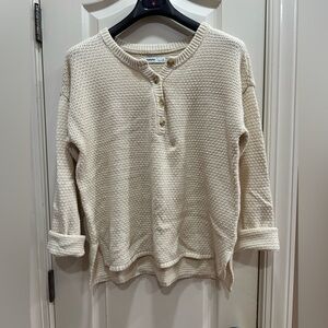 Cream Henley Knit Sweater